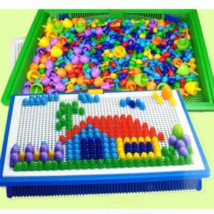 296 יחידות\סט תיבת-ארוז תבואה פטריות נייל חרוזים אינטליגנטי 3D משחקי פאזל פאזל לוח לילדים ילדים חינוכיים צעצועים