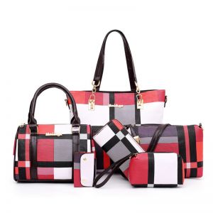 ERABICA Bag and wallets  חדש אופנה יוקרה תיקי חדש 6 PCS סט נשים משובץ צבעים תיק נשי כתף תיק נסיעות קניות גבירותיי Crossbody תיק