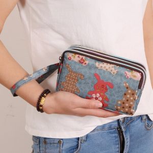 ERABICA Bag and wallets  3 רוכסן נשים עמיד למים ארנק סלולרי פאוץ תיק ארנק Wristlet תיק נשים של בד מטבע ארנק תיק נייד ארנק מצמד תיק