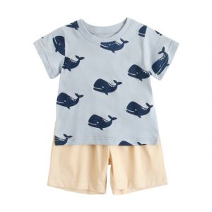 ERABICA Clothes for kids  Sanlutoz קריקטורה בני בגדי סטי קיץ קצר שרוול כותנה תינוק חולצות + תינוק מכנסיים קצרים 2Pcs מזדמן