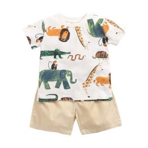 ERABICA Clothes for kids  Sanlutoz קריקטורה בני בגדי סטי קיץ קצר שרוול כותנה תינוק חולצות + תינוק מכנסיים קצרים 2Pcs מזדמן