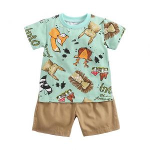 ERABICA Clothes for kids  Sanlutoz קריקטורה בני בגדי סטי קיץ קצר שרוול כותנה תינוק חולצות + תינוק מכנסיים קצרים 2Pcs מזדמן