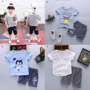 ERABICA Clothes for kids  חדש מכירה לוהטת בני בגדי ילדי סטי קיץ בני בגדי Cartoon ילדים ילד בגדי סט כותנה T-חרא + מכנסיים 2PCS תלבושות