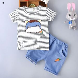 ERABICA Clothes for kids  חדש מכירה לוהטת בני בגדי ילדי סטי קיץ בני בגדי Cartoon ילדים ילד בגדי סט כותנה T-חרא + מכנסיים 2PCS תלבושות