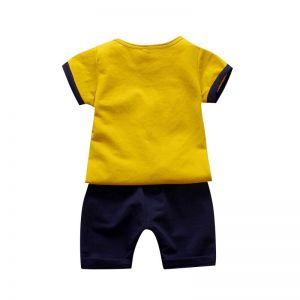 ERABICA Clothes for kids  קיץ ילדי ילד בגדי סט Cartoon מודפס קצר שרוול חולצה צווארון עגול מקרית חולצות + מכנסיים פעוט תינוק ילד תלבושות