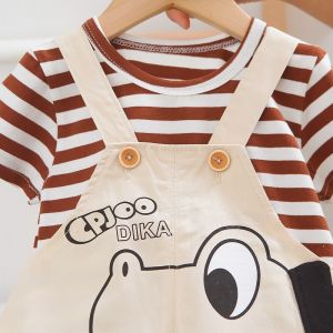 ERABICA Clothes for kids  Baywell דינוזאור הדפסת סרבל בני תינוק ילדים סרבל מכנסיים קצרים רצועת קיץ סט ילד גרבים Romper