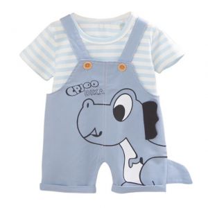 ERABICA Clothes for kids  Baywell דינוזאור הדפסת סרבל בני תינוק ילדים סרבל מכנסיים קצרים רצועת קיץ סט ילד גרבים Romper