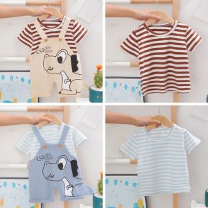 ERABICA Clothes for kids  Baywell דינוזאור הדפסת סרבל בני תינוק ילדים סרבל מכנסיים קצרים רצועת קיץ סט ילד גרבים Romper