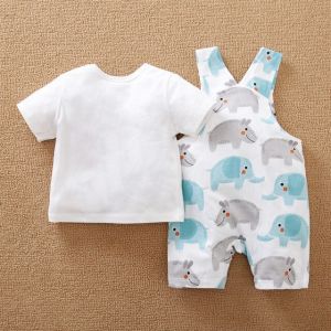 ERABICA Clothes for kids  HERBEEZA 2 Pcs תינוק בגדים לילד שזה עתה נולד סרבל קריקטורה תינוק Romper קיץ פיל סרבל לפעוטות בגדי זכר