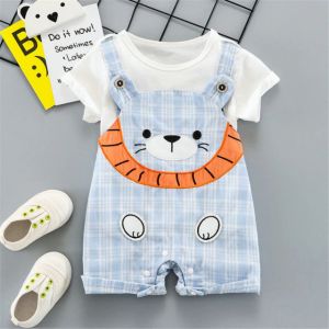 ERABICA Clothes for kids  HERBEEZA 2 Pcs תינוק בגדים לילד שזה עתה נולד סרבל קריקטורה תינוק Romper קיץ פיל סרבל לפעוטות בגדי זכר