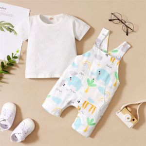 ERABICA Clothes for kids  HERBEEZA 2 Pcs תינוק בגדים לילד שזה עתה נולד סרבל קריקטורה תינוק Romper קיץ פיל סרבל לפעוטות בגדי זכר