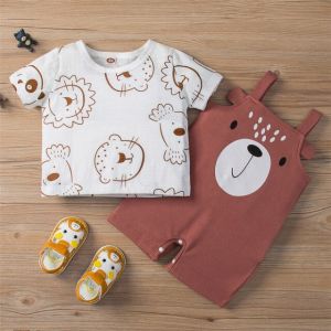 ERABICA Clothes for kids  HERBEEZA 2 Pcs תינוק בגדים לילד שזה עתה נולד סרבל קריקטורה תינוק Romper קיץ פיל סרבל לפעוטות בגדי זכר