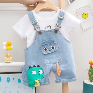 ERABICA Clothes for kids  LJW 2022 קריקטורה תינוק חליפות תינוק סט בגדי בני בנות חמוד קיץ מזדמן בגדי סט פסים למעלה + מכנסיים קצרים ילדים בגדים
