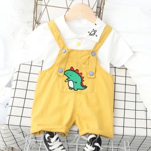 ERABICA Clothes for kids  LJW 2022 קריקטורה תינוק חליפות תינוק סט בגדי בני בנות חמוד קיץ מזדמן בגדי סט פסים למעלה + מכנסיים קצרים ילדים בגדים
