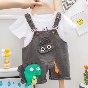 ERABICA Clothes for kids  LJW 2022 קריקטורה תינוק חליפות תינוק סט בגדי בני בנות חמוד קיץ מזדמן בגדי סט פסים למעלה + מכנסיים קצרים ילדים בגדים