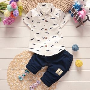 ERABICA Clothes for kids  קיץ תינוק בני בנות בגדי ספורט חולצה + ביב מכנסיים סטים ליילוד תינוק בני בנות בגדי יום הולדת סטי תינוקות