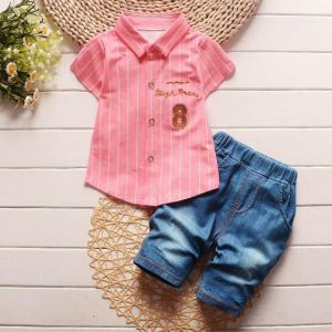 ERABICA Clothes for kids  קיץ תינוק בני בנות בגדי ספורט חולצה + ביב מכנסיים סטים ליילוד תינוק בני בנות בגדי יום הולדת סטי תינוקות