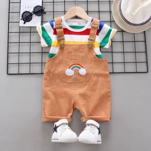 ERABICA Clothes for kids  קיץ תינוק בני בנות בגדי ספורט חולצה + ביב מכנסיים סטים ליילוד תינוק בני בנות בגדי יום הולדת סטי תינוקות