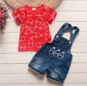 ERABICA Clothes for kids  קיץ תינוק בני בנות בגדי ספורט חולצה + ביב מכנסיים סטים ליילוד תינוק בני בנות בגדי יום הולדת סטי תינוקות