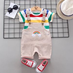 ERABICA Clothes for kids  קיץ תינוק בני בנות בגדי ספורט חולצה + ביב מכנסיים סטים ליילוד תינוק בני בנות בגדי יום הולדת סטי תינוקות