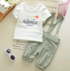 ERABICA Clothes for kids  קיץ תינוק בני בנות בגדי ספורט חולצה + ביב מכנסיים סטים ליילוד תינוק בני בנות בגדי יום הולדת סטי תינוקות