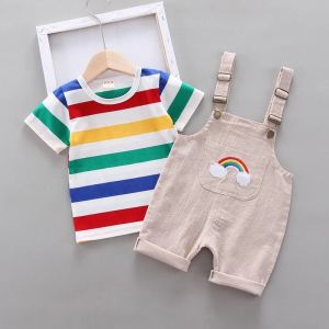 ERABICA Clothes for kids  קיץ תינוק בני בנות בגדי ספורט חולצה + ביב מכנסיים סטים ליילוד תינוק בני בנות בגדי יום הולדת סטי תינוקות