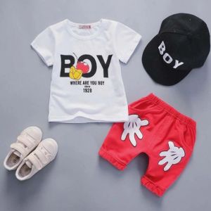 ERABICA Clothes for kids  קיץ תינוק בני בנות בגדי ספורט חולצה + ביב מכנסיים סטים ליילוד תינוק בני בנות בגדי יום הולדת סטי תינוקות